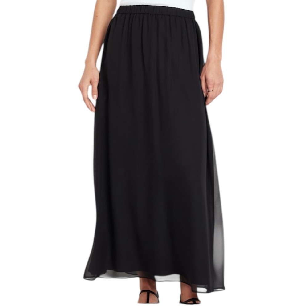 Forever 21 chiffon midi skirt black sz M